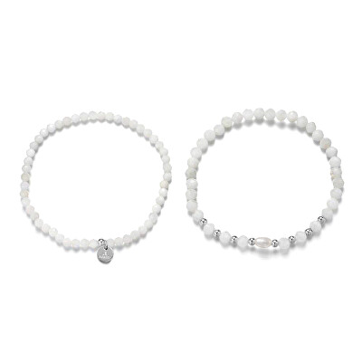 Agato - Set minerálních náramků s měsíčním kamenem a perlou POL-SET06PS