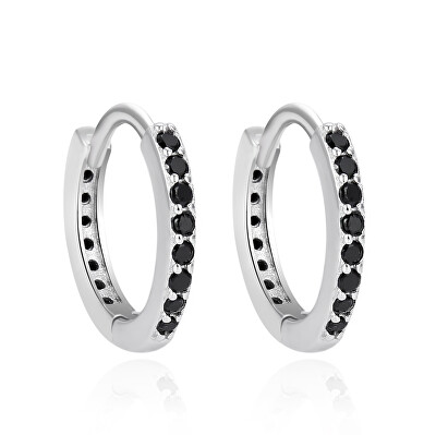 Agato - Stříbrné kruhové náušnice s černými zirkony AGT-E234KBK