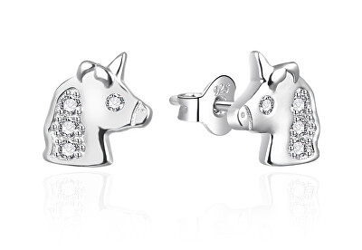 Agato - Stříbrné peckové náušnice Jednorožci AGT-ED004PW