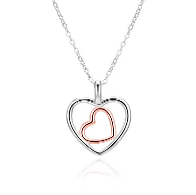 Agato - Stříbrný bicolor náhrdelník Dvojité srdce AGT-N045-2T (řetízek, přívěsek)