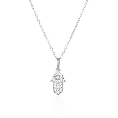 Agato - Stříbrný náhrdelník Hamsa - Ruka Fátimy AGT-N012W (řetízek, přívěsek)