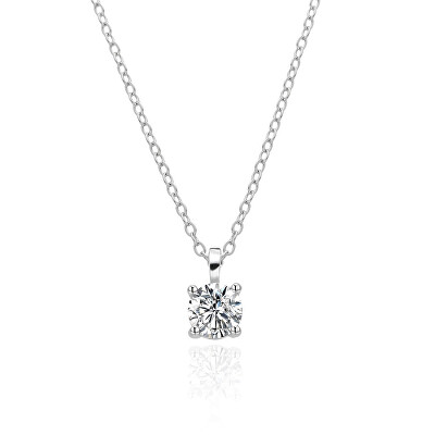Agato - Stříbrný náhrdelník s čirým zirkonem AGT-N023W (řetízek, přívěsek)