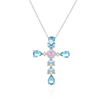 Agato - Stříbrný náhrdelník s křížkem AGT-N010BL (řetízek, přívěsek)