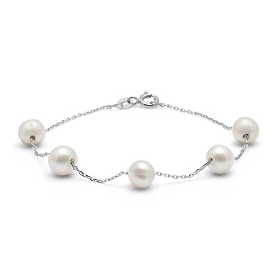 AURA - Stříbrný dámský náramek s pravými perlami Kyoto Pearl TKKP028C