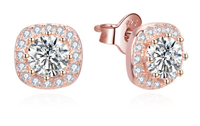 Beneto - Elegantní bronzové náušnice se zirkony AGUP3347-ROSE