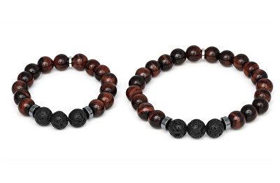 Agato - Minerální náramek pro otce se synem MINK144/SET (onyx, apatit, hematit)