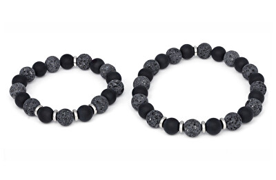 Agato - Minerální náramek pro otce se synem MINK58/SET (onyx, lávový kámen)