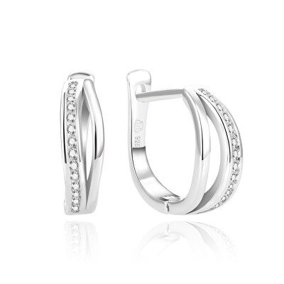 Beneto - Originální stříbrné náušnice se zirkony AGUC1990