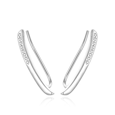 Beneto - Podélné stříbrné náušnice se zirkony AGUV1851
