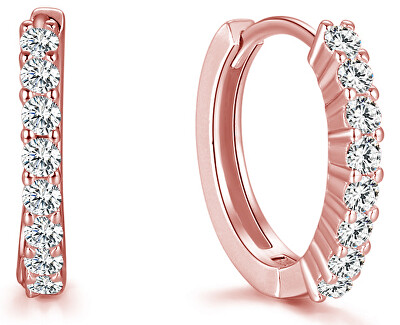 Beneto - Pozlacené kruhové stříbrné náušnice AGU1152-ROSE