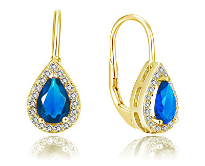 Beneto - Pozlacené náušnice s modrými zirkony AGUC2229-GOLD