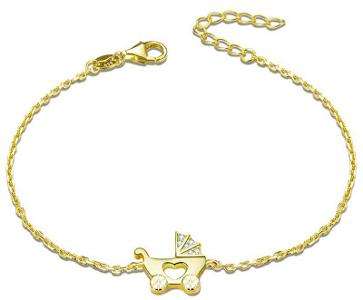 Beneto - Pozlacený stříbrný náramek Kočárek AGB578/21-GOLD