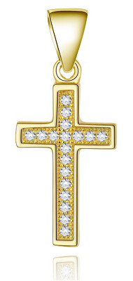 Beneto - Pozlacený stříbrný přívěsek Křížek AGH589-GOLD