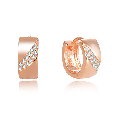 Beneto - Půvabné bronzové kruhové náušnice AGUC2674-ROSE