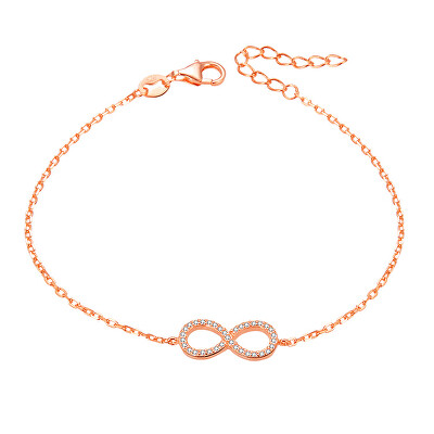Beneto - Růžově pozlacený stříbrný náramek s krystaly AGB483/20-ROSE