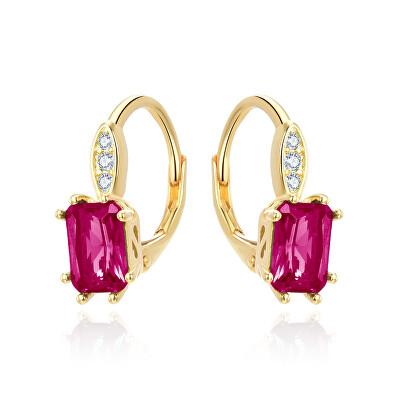 Beneto - Stříbrné náušnice s červeným krystalem AGUC3350R-GOLD