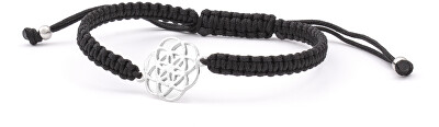Beneto Exclusive - Stylový černý šňůrkový kabala náramek Mandala AGB545
