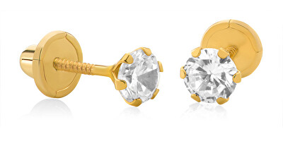 Brilio - Minimalistické náušnice ze žlutého zlata se zirkony 14/178.371/17ZIR