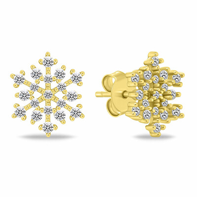 Brilio Silver - Blyštivé pozlacené náušnice vločky se zirkony EA1247Y
