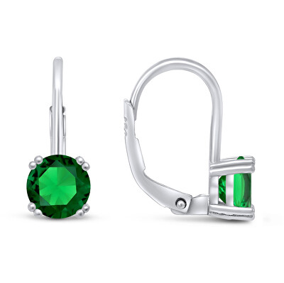 Brilio Silver - Visací stříbrné náušnice se zelenými zirkony EA1013WG