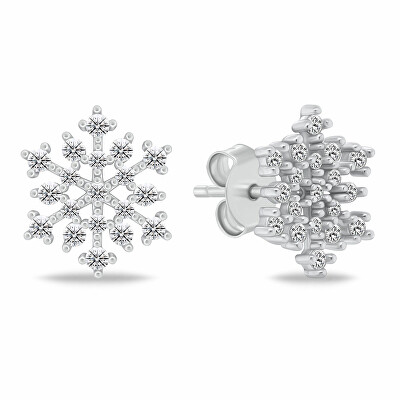 Brilio Silver - Blyštivé stříbrné náušnice vločky se zirkony EA1247W