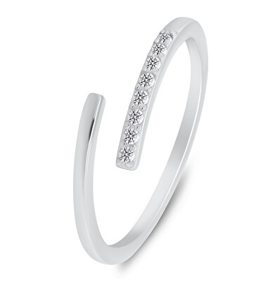 Brilio Silver - Elegantní otevřený prsten s čirými zirkony RI035W