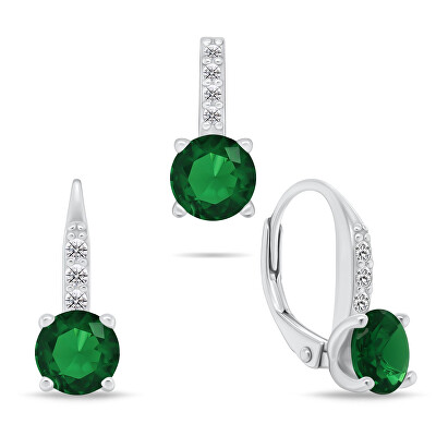 Brilio Silver - Elegantní stříbrný set se zirkony SET274WG (přívěsek, visací náušnice)