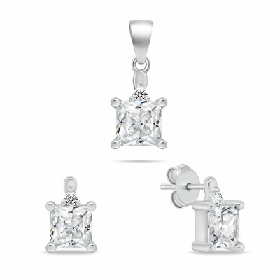 Brilio Silver - Elegantní stříbrný set šperků se zirkony SET260W (náušnice, přívěsek)
