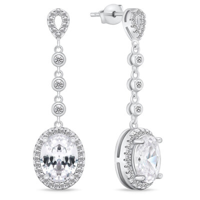 Brilio Silver - Elegantní visací stříbrné náušnice se zirkony EA969W