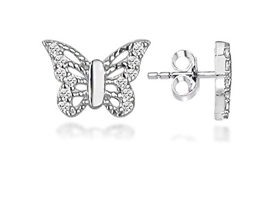 Brilio Silver - Hravé stříbrné náušnice motýlci LME0761