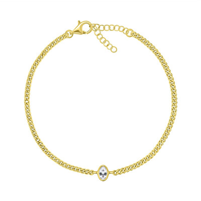 Brilio Silver - Jemný pozlacený náramek s oválným zirkonem BRC113Y