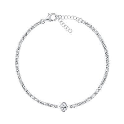 Brilio Silver - Jemný stříbrný náramek s oválným zirkonem BRC113W