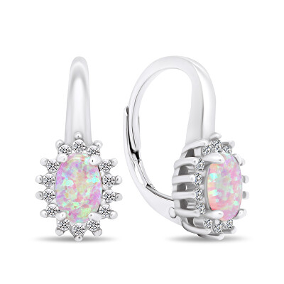 Brilio Silver - Luxusní stříbrné náušnice se zirkony a opály EA432WP