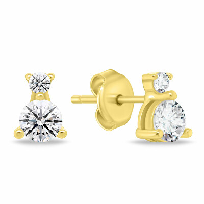 Brilio Silver - Minimalistické pozlacené náušnice se zirkony EA1175Y