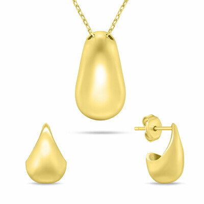 Brilio Silver - Minimalistický pozlacený set šperků SET272Y Tear Drop (náhrdelník, náušnice)