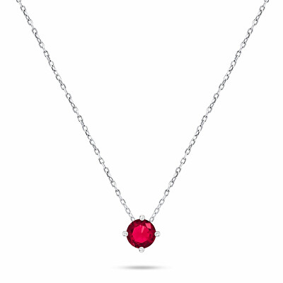 Brilio Silver - Minimalistický stříbrný náhrdelník s červeným zirkonem NCL73WGR