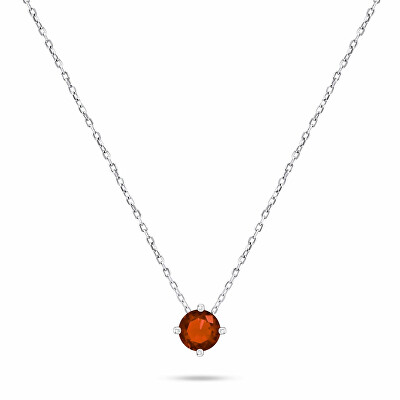 Brilio Silver - Minimalistický strieborný náhrdelník s oranžovým zirkónom NCL73WGR