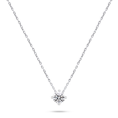 Brilio Silver - Minimalistický stříbrný náhrdelník se zirkonem NCL73W