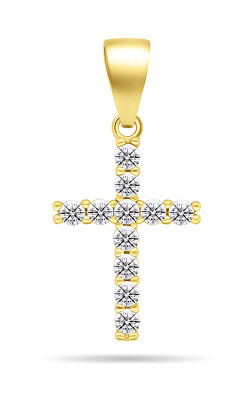 Brilio Silver - Moderní pozlacený přívěsek se zirkony Křížek PT69Y