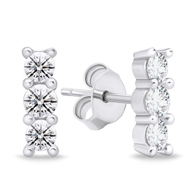 Brilio Silver - Módní stříbrné náušnice s čirými zirkony EA605W
