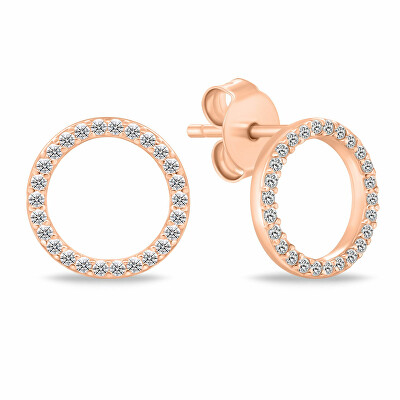 Brilio Silver - Nadčasové bronzové náušnice kruhy se zirkony EA1072R
