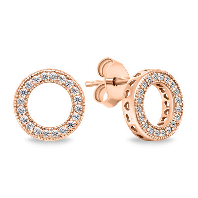 Brilio Silver - Nadčasové bronzové náušnice se zirkony EA607R
