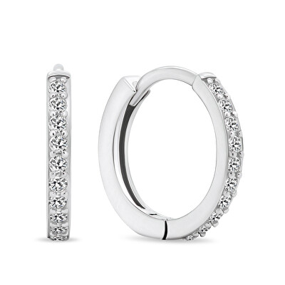 Brilio Silver - Nadčasové kruhové náušnice se zirkony EA560W