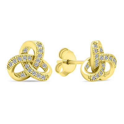 Brilio Silver - Nadčasové pozlacené náušnice pecky se zirkony EA576Y