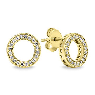 Brilio Silver - Nadčasové pozlacené náušnice se zirkony EA607Y