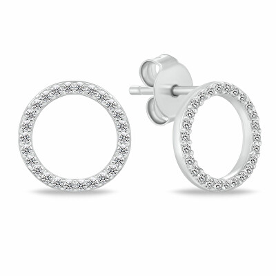 Brilio Silver - Nadčasové stříbrné náušnice kruhy se zirkony EA1072W