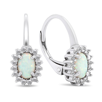 Brilio Silver - Nadčasové stříbrné náušnice se zirkony a opály EA380W