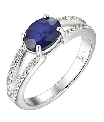 Brilio Silver - Nádherný stříbrný prsten se safírem Precious Stone SR09004B