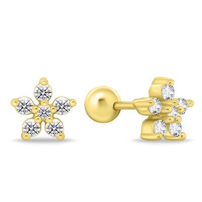 Brilio Silver - Něžné pozlacené náušnice s čirými zirkony EA1092Y