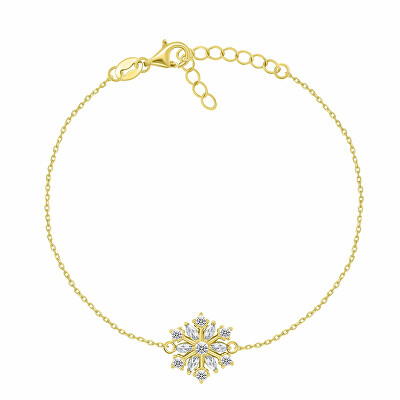 Brilio Silver - Okouzlující pozlacený náramek se zirkony Vločka BRC254Y